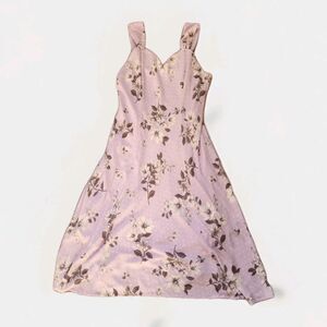Madison Leigh Fit Flare Dress Purple White Floral Polka Dot Knee Length Sz 12